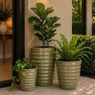 MACETA CERAMICA VERDE LIMON L