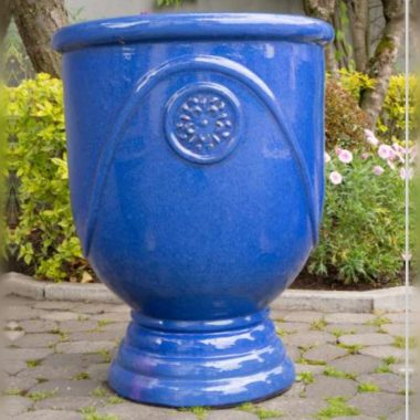 MACETA CERAMICA AZUL TIPO COPA M