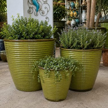 MACETA CERAMICA VERDE LIMON L
