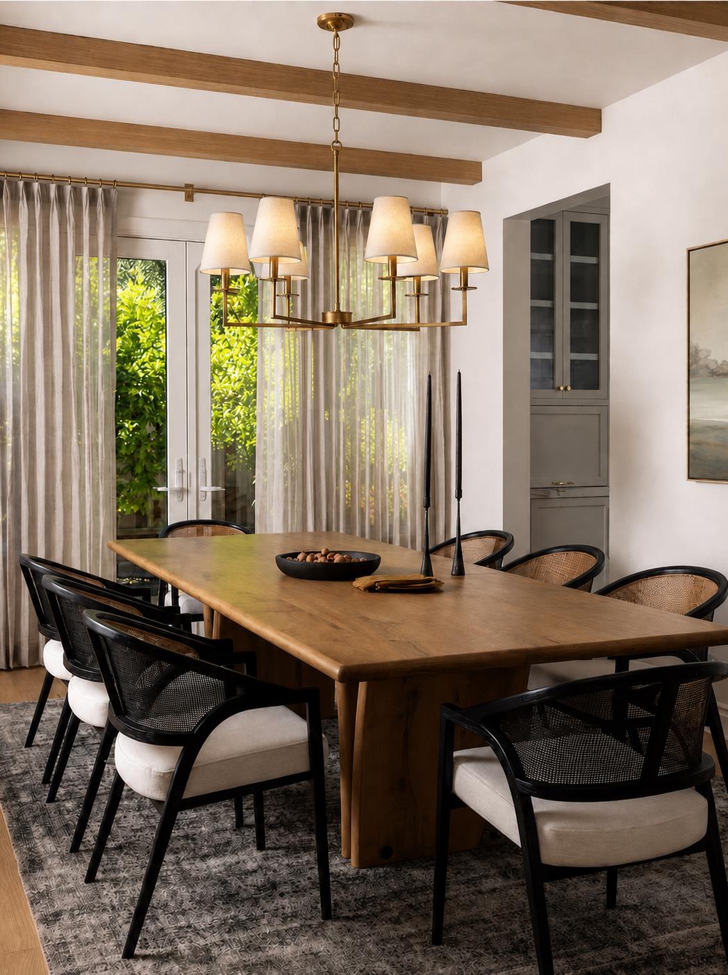 LAMPARA 6 LUCES BASE RECTA 92X56
