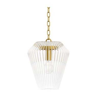 LAMPARA CONICA VIDRIO/DORADO 26X31
