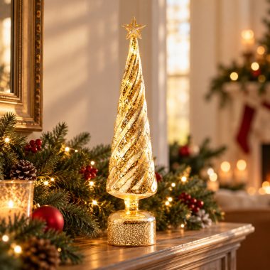ARBOL CON PEDESTAL ESTRELLA DORADO