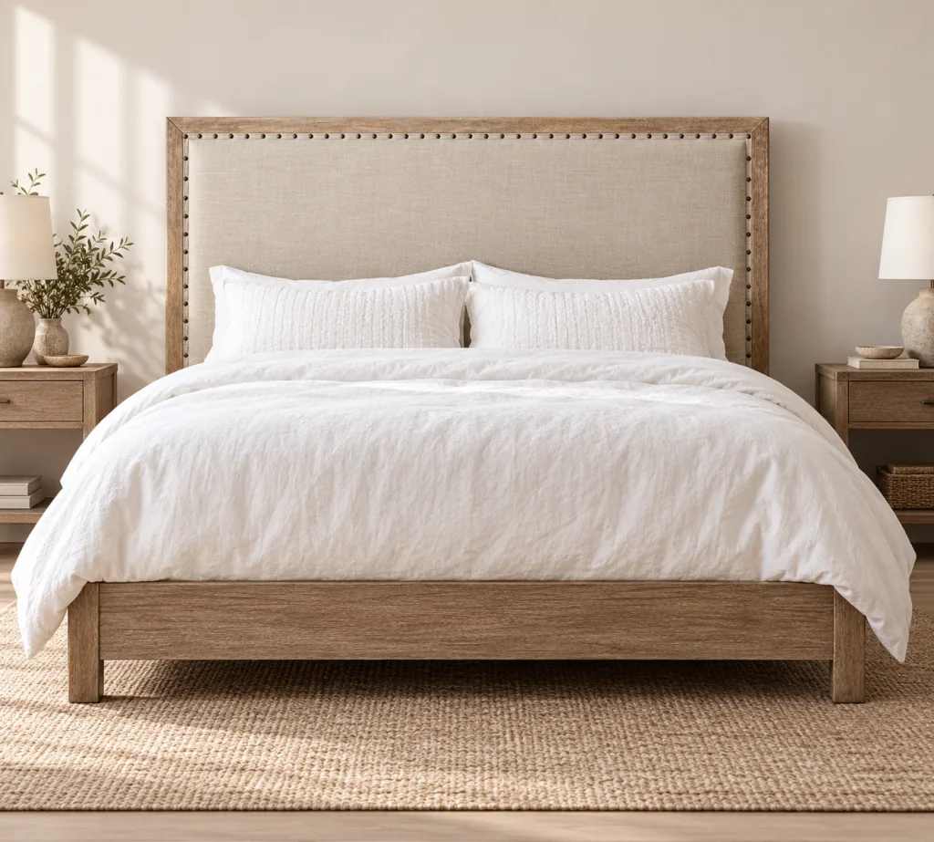 Cama KF035 en dormitorio decorado